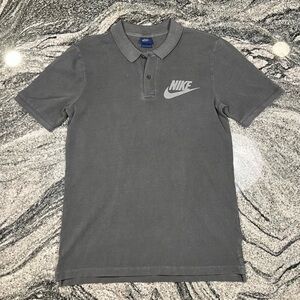 Vintage Nike Blue Tag Polo Shirt Mens Small Short Sleeve Big Swoosh Gray EUC